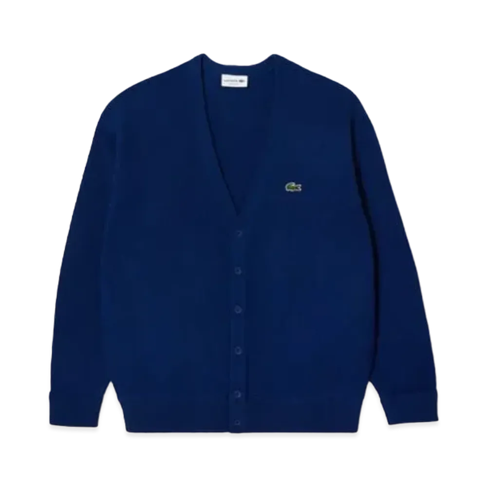 LACOSTE Garter Knitting V-Neck Cardigan "Royal"