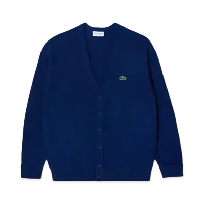 LACOSTE Garter Knitting V-Neck Cardigan "Royal"