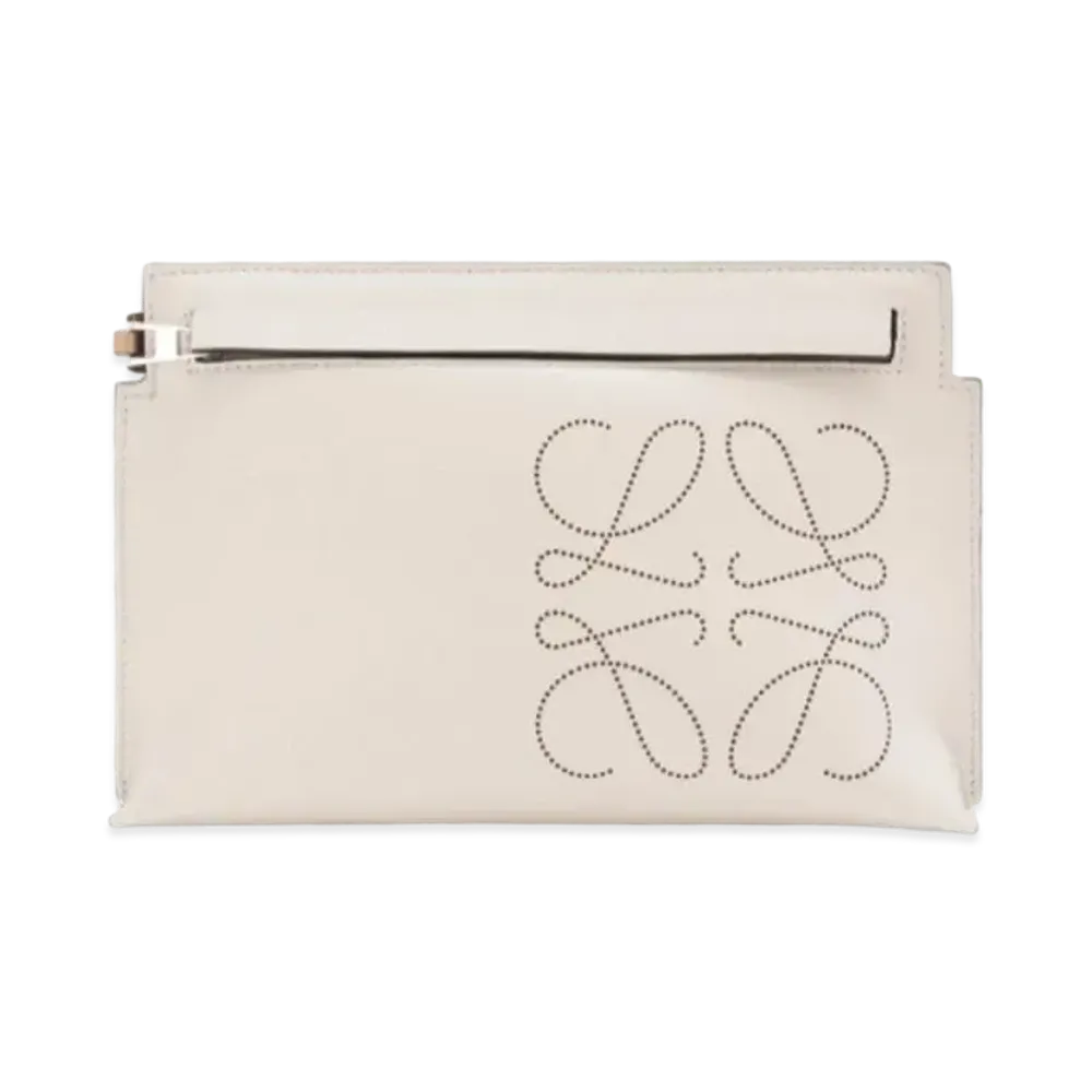LOEWE Mini T Pouch In Classic Calfskin "Light Oat / Tan"