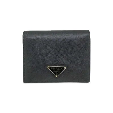 PRADA Saffiano Leather Wallet "Black"