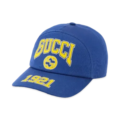 GUCCI Gucci Print Cotton Baseball Hat "Blue"