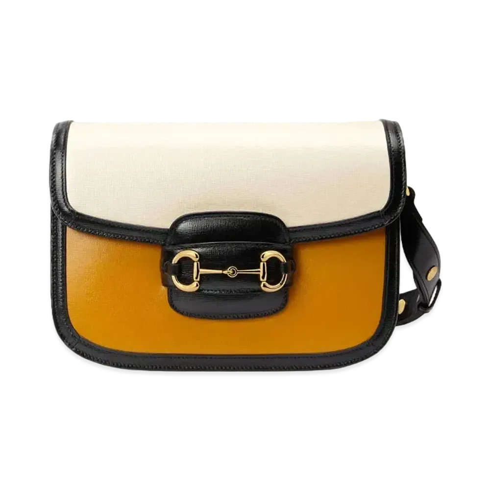 GUCCI Horsebit 1955 Shoulder Bag "Orange/White"