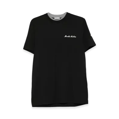 MONCLER Embroidered Logo And Double Crew Neckline Cotton T-Shirt "Black"