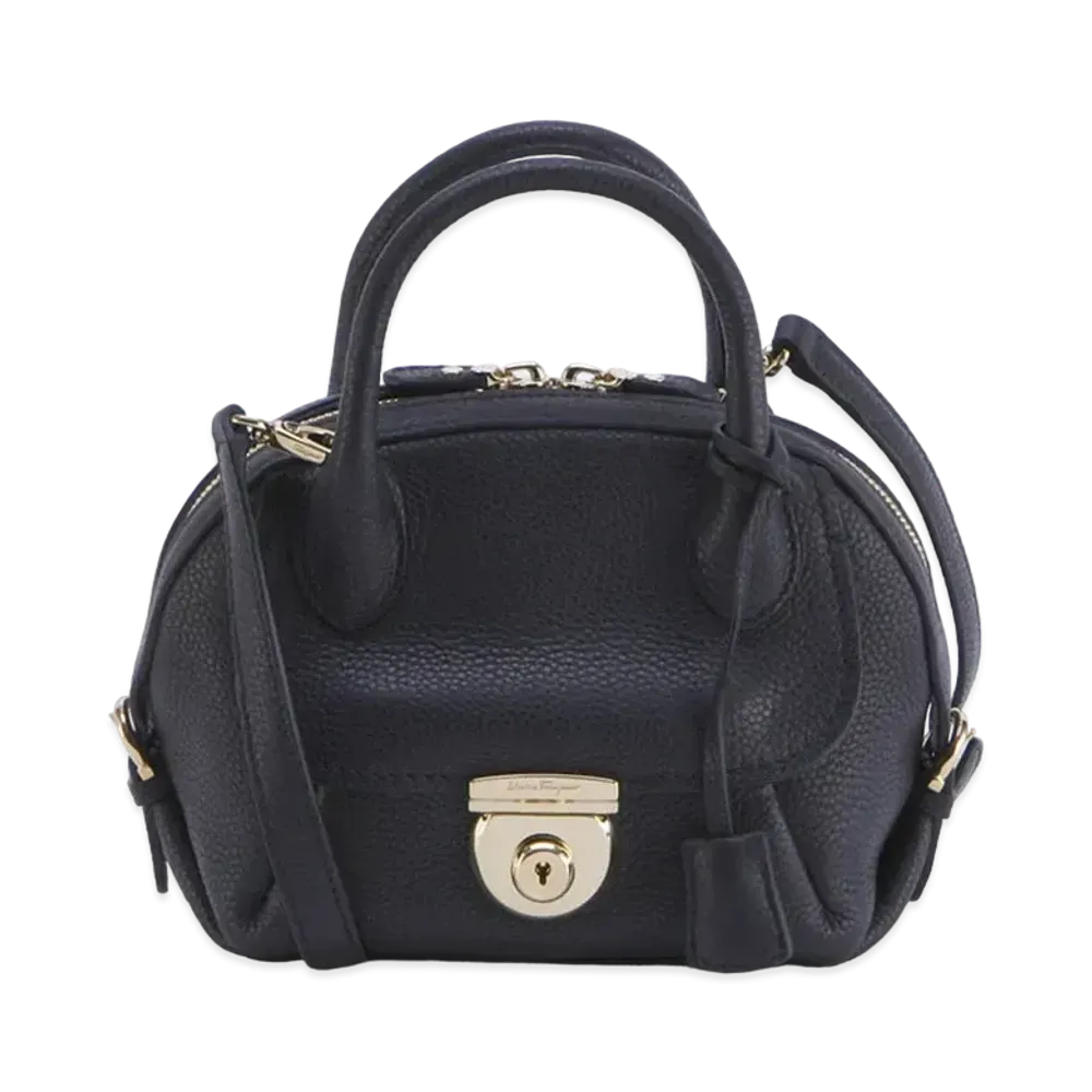 Salvatore Ferragamo Fiamma Leather 2WAY Bag "Black"