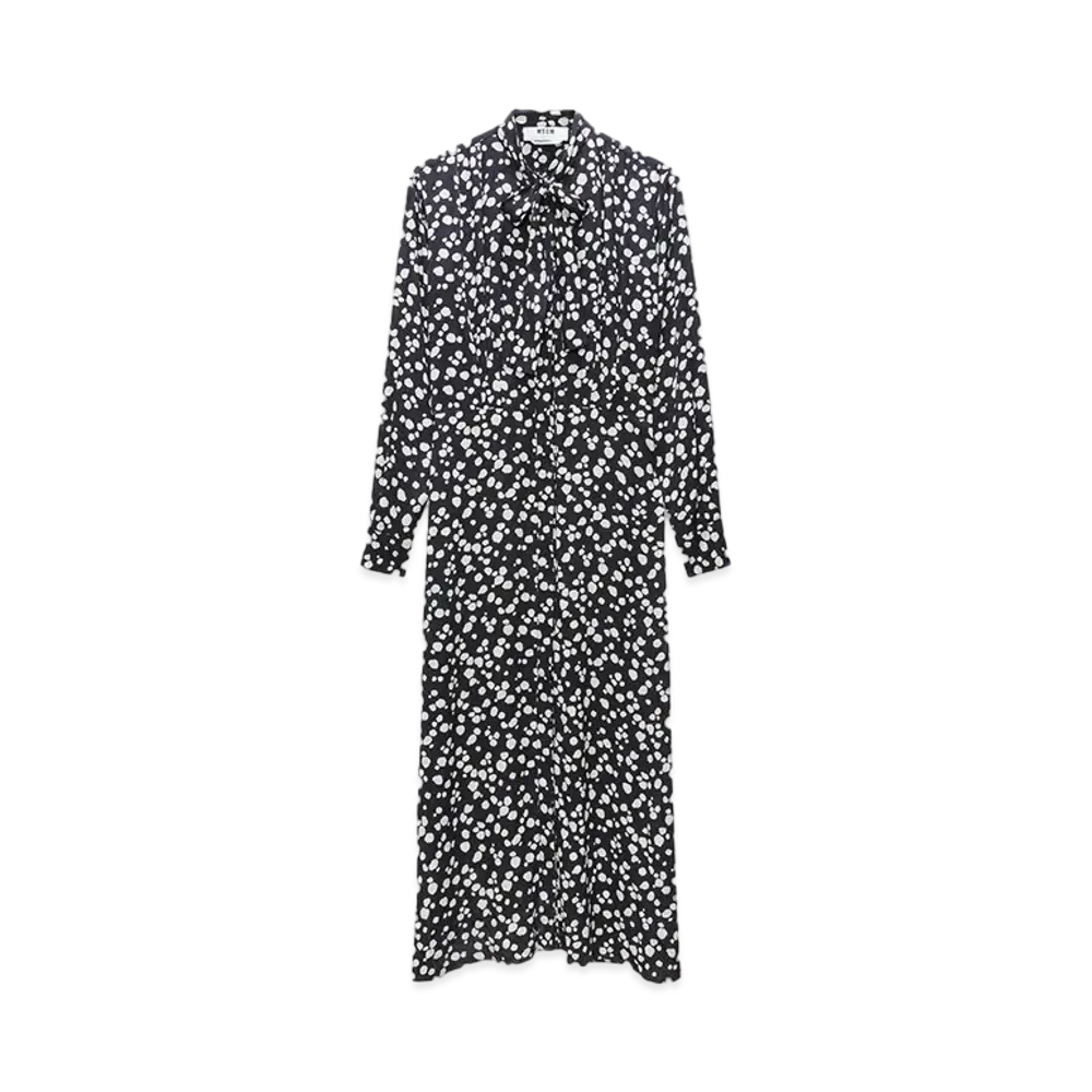 MSGM Viscose Print Shirt Dress "Black"