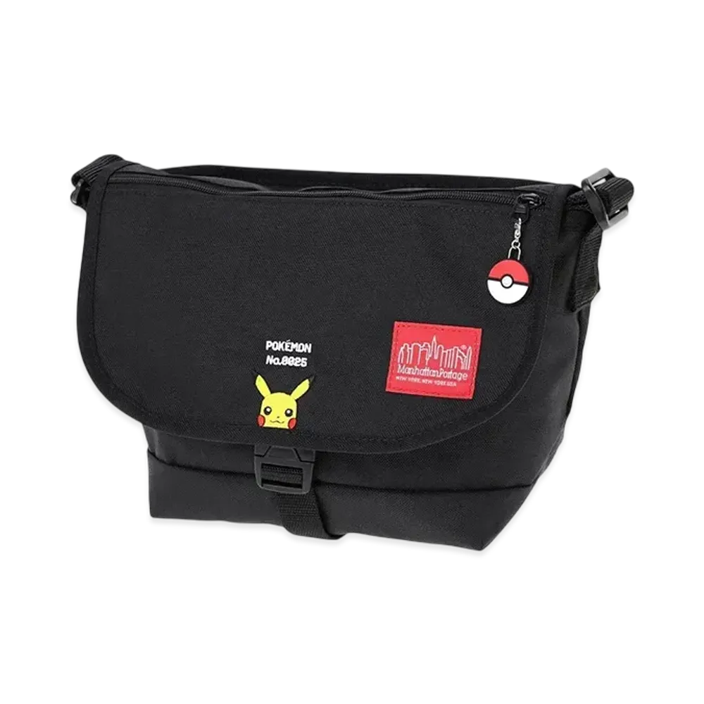 Manhattan Portage x Pokemon Nylon Messenger Bag JR Flap Zipper Pocket Pikachu "Black"