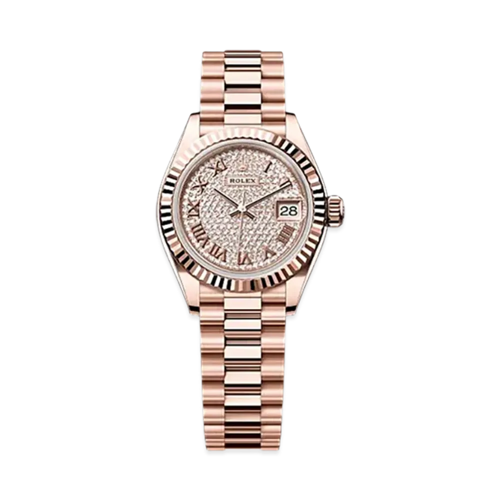 ROLEX Lady-Datejust 28mm Everose Gold 279175 "Pave diamonds"