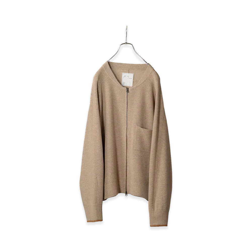 ANCELLM Full Zipped Knit Cardigan "Beige"