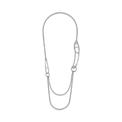 Hermes Chaine D'ancre Punk Long Double Necklace "Silver"