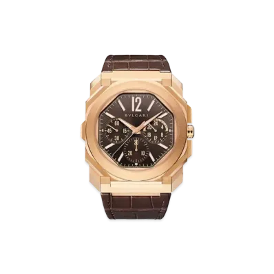 BVLGARI Octo Finissimo Watch "Pink Gold/Brown"