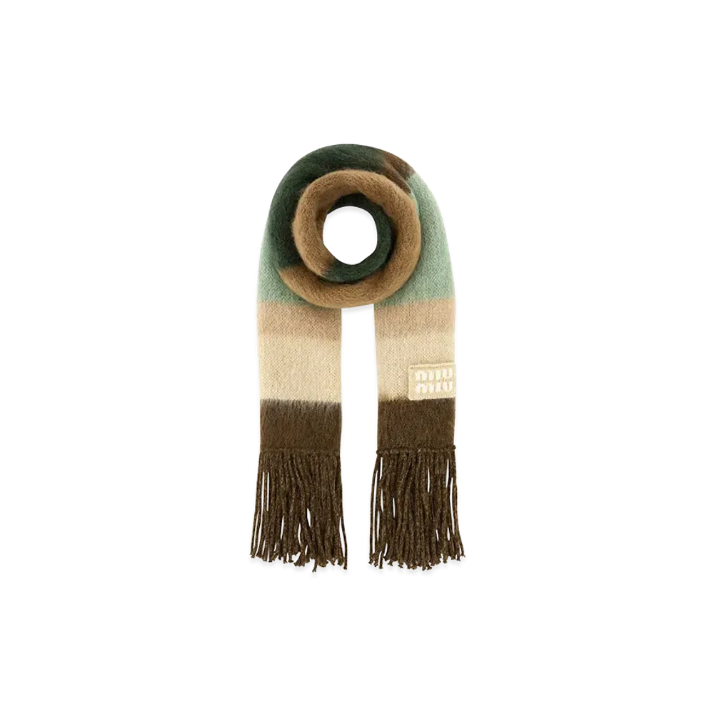MIU MIU Women's Wool Scarf With Fringes "Multicolor"