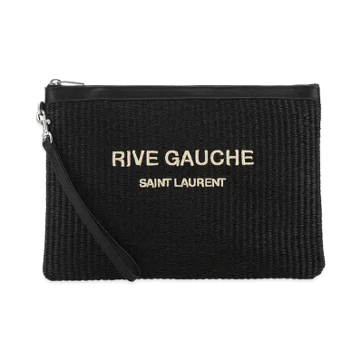 Saint Laurent Raffia Clutch "Black"