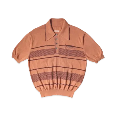 KAPITAL 14G Cotton Knit Stripe Carol Polo "Orange"
