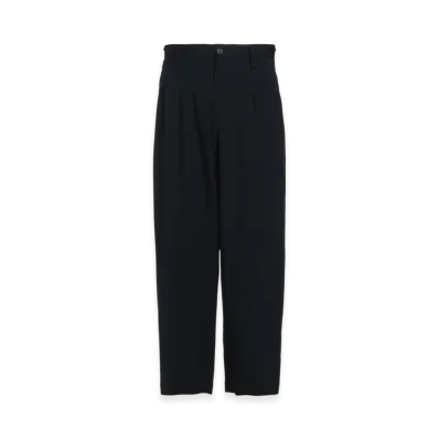 S'YTE Washer Finished Wool Gabardine 2-Tuck Pants With Cut-Out Hem Design "Black"