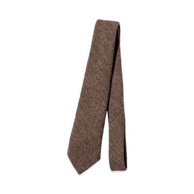 Unlikely Tie Wool Tweed "Beige Herringbone"