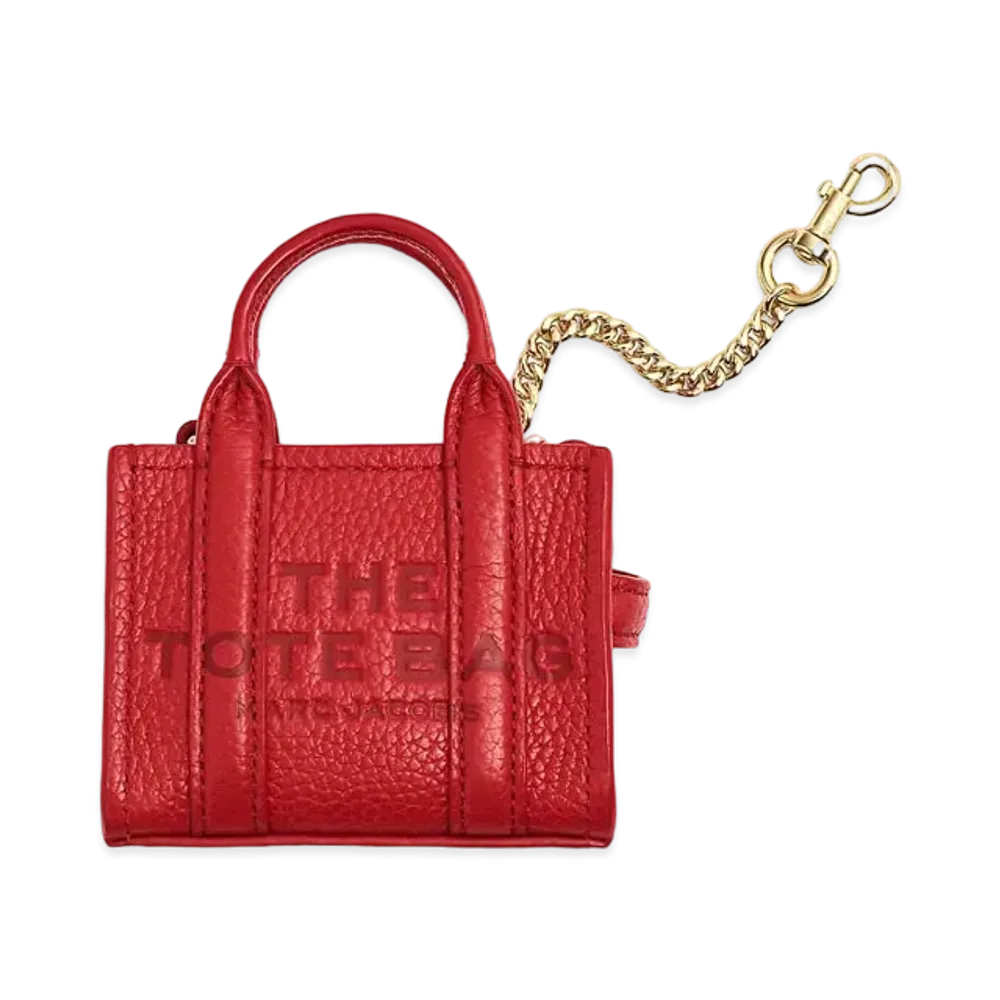 Marc Jacobs The Leather Nano Tote Charm "True Red"
