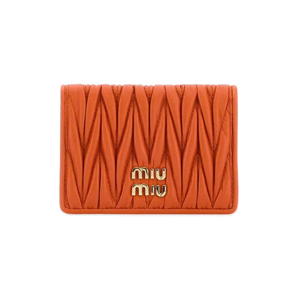 MIU MIU Women's Nappa Leather Card Holder "Orange"