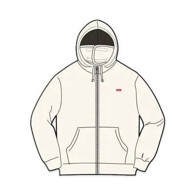 Supreme Small Box Facemask Zip Up Hooded Sweatshirt "Natural"