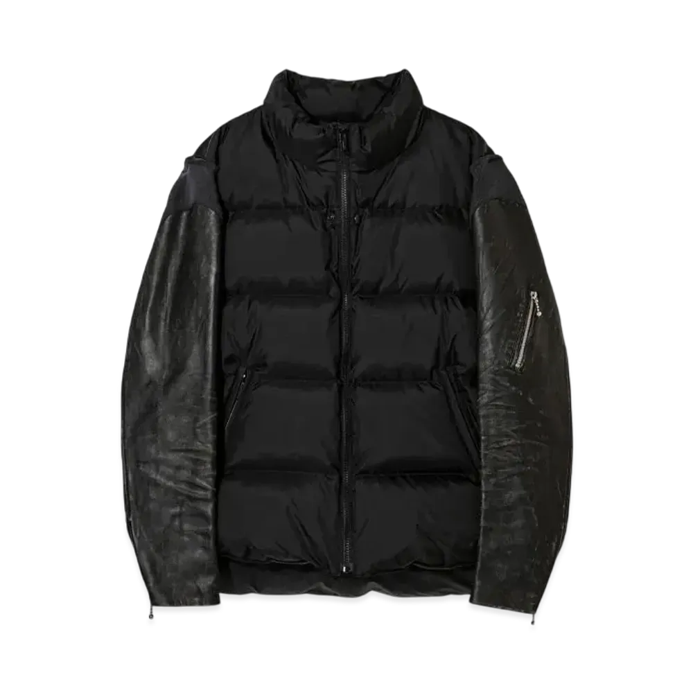 UNDERCOVER Leather sleeve down jacket "Black"