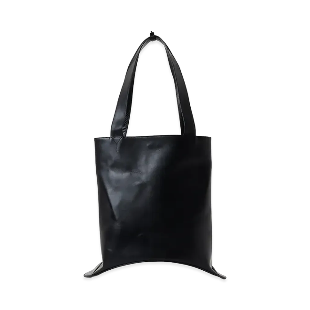 Y's Oil Soft Leather Curved Tote Bag "Black"