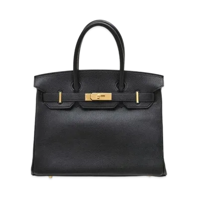 Hermes Birkin Chevre Mysore "Noir/Gold"