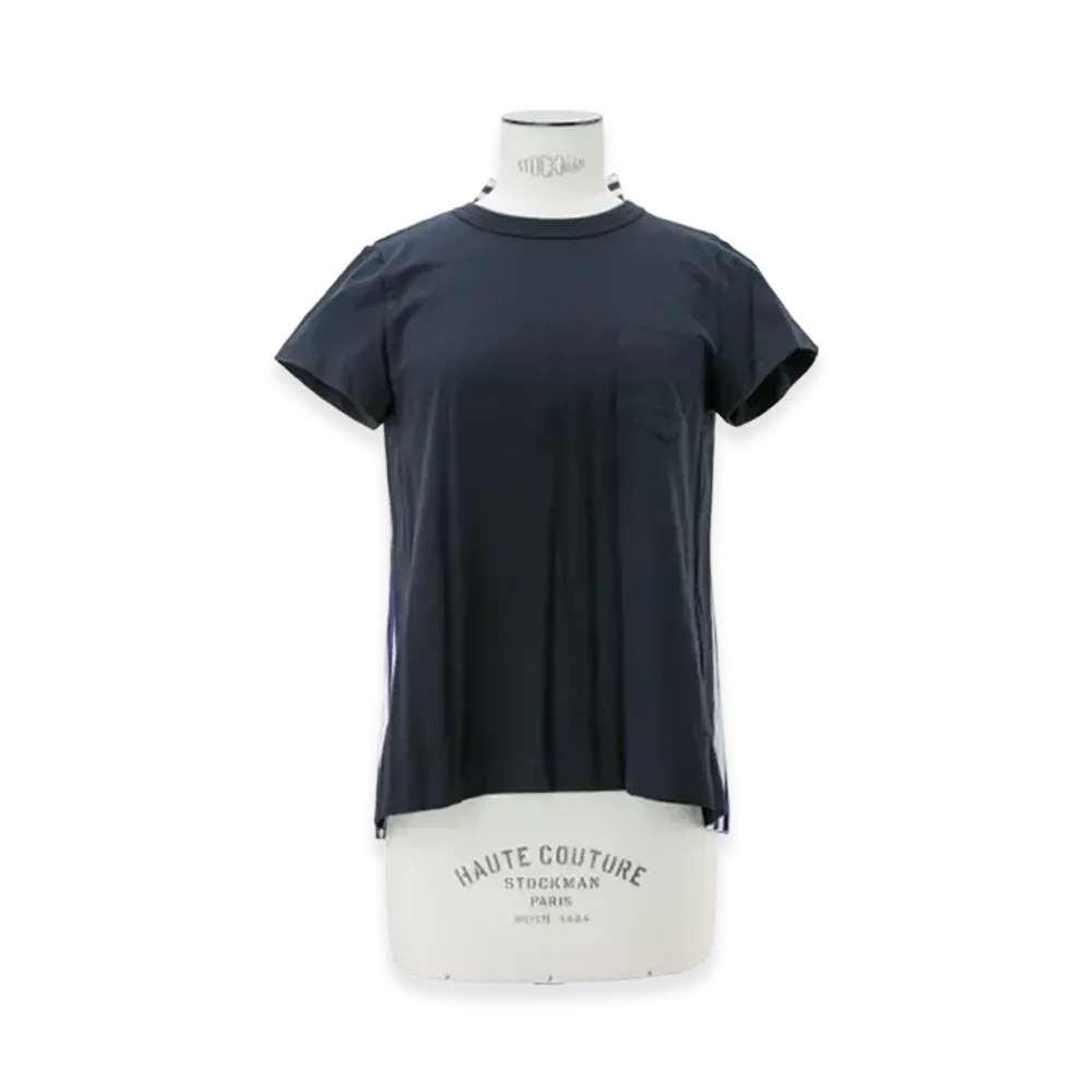 sacai Cotton Poplin x Cotton Jersey T-Shirt "Navy/Navy Stripe"