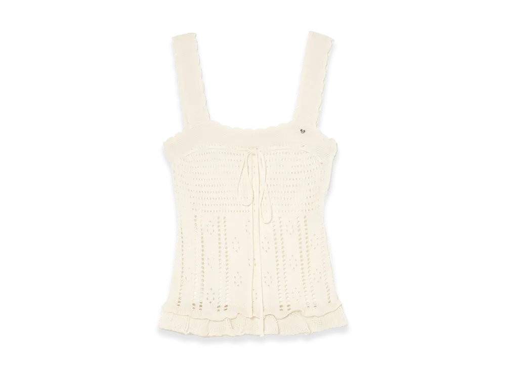 ANDMARY Women's Noa Crochet Knit Tops "White"