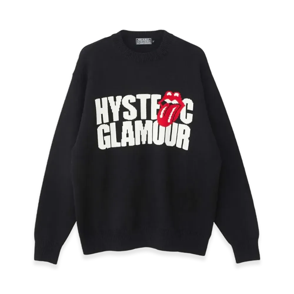 HYSTERIC GLAMOUR x The Rolling Stones Hysteric Logo & Tongue Knit Sweater "Black"