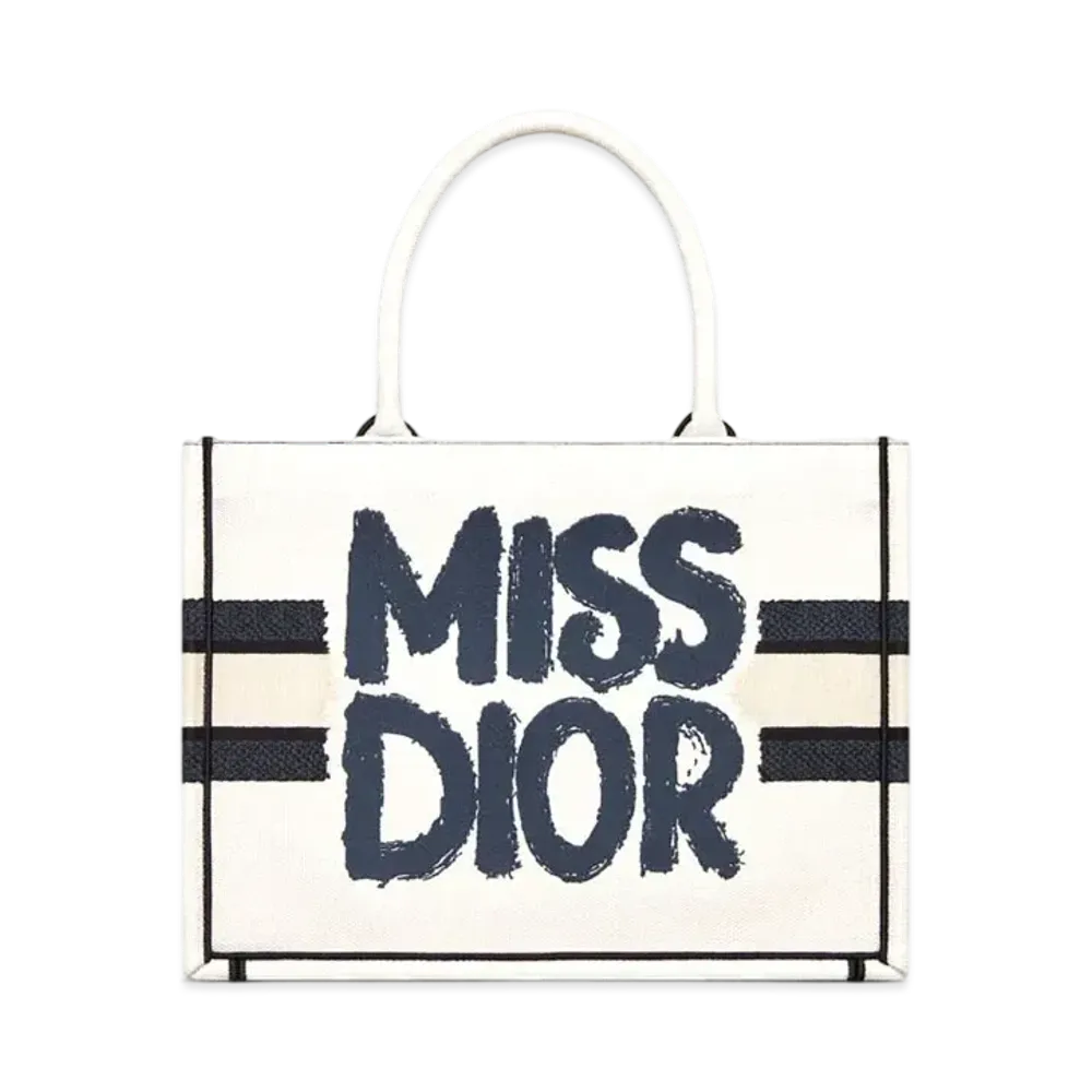 Dior Medium Dior Book Tote Miss Dior Graffiti Embroidery (36 x 27.5 x 16.5 cm) "White/Blue"