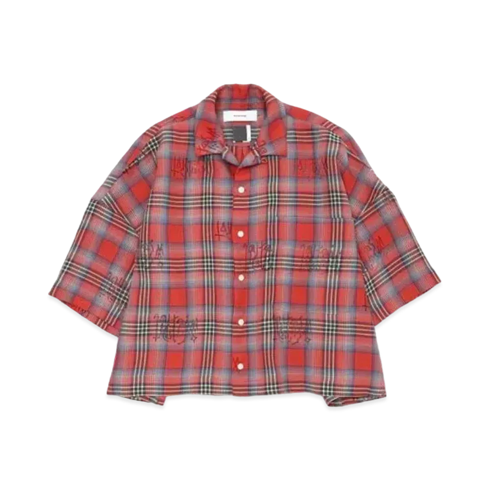 FACETASM Check Cropped Shirt "Red Check"