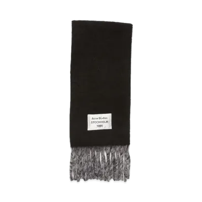 Acne Studios Logo Label Fringe Scarf "Black/Gray"