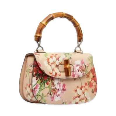 GUCCI Bamboo Classic Blooms Handbag "Flower Blooms/Pink"