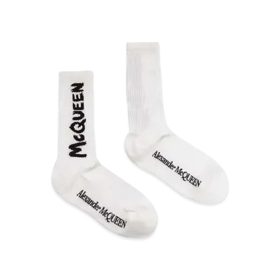 Alexander McQUEEN McQueen Graffiti Socks "White/Black"