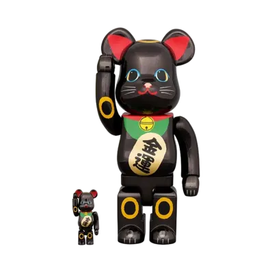 Bearbrick Maneki Neko Gold Fortune Black Plating 100% & 400%