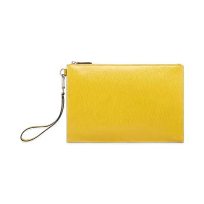 FENDI Flat Slim Clutch Leather Bag "Yellow"