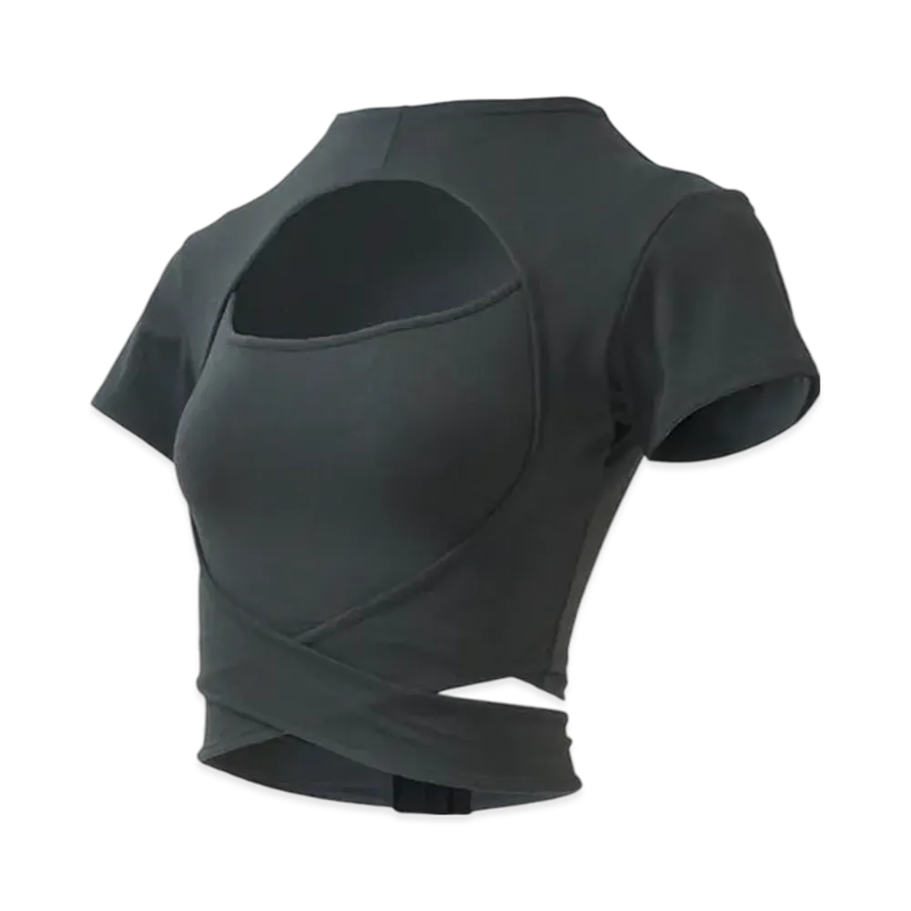 THEREDTHREAD S Front Cross Tops "Gray"