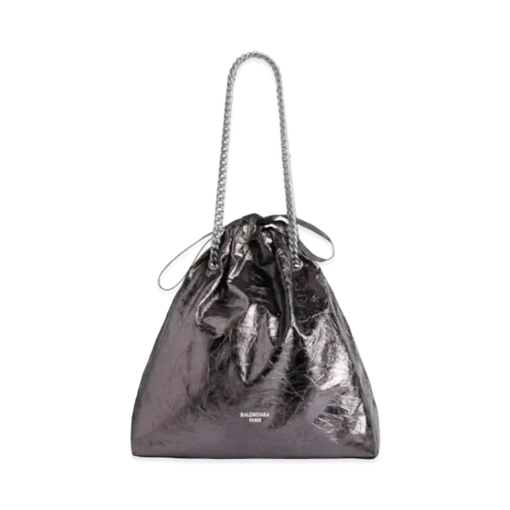 BALENCIAGA Crush Medium Tote Bag Metalized "Grey/Silver"