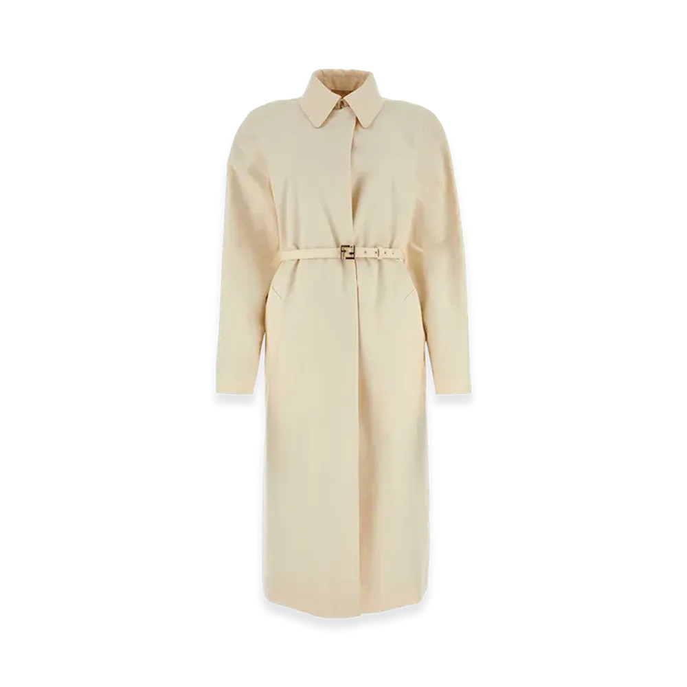 FENDI Women's Polyester Blend Overcoat "Ivory/White"