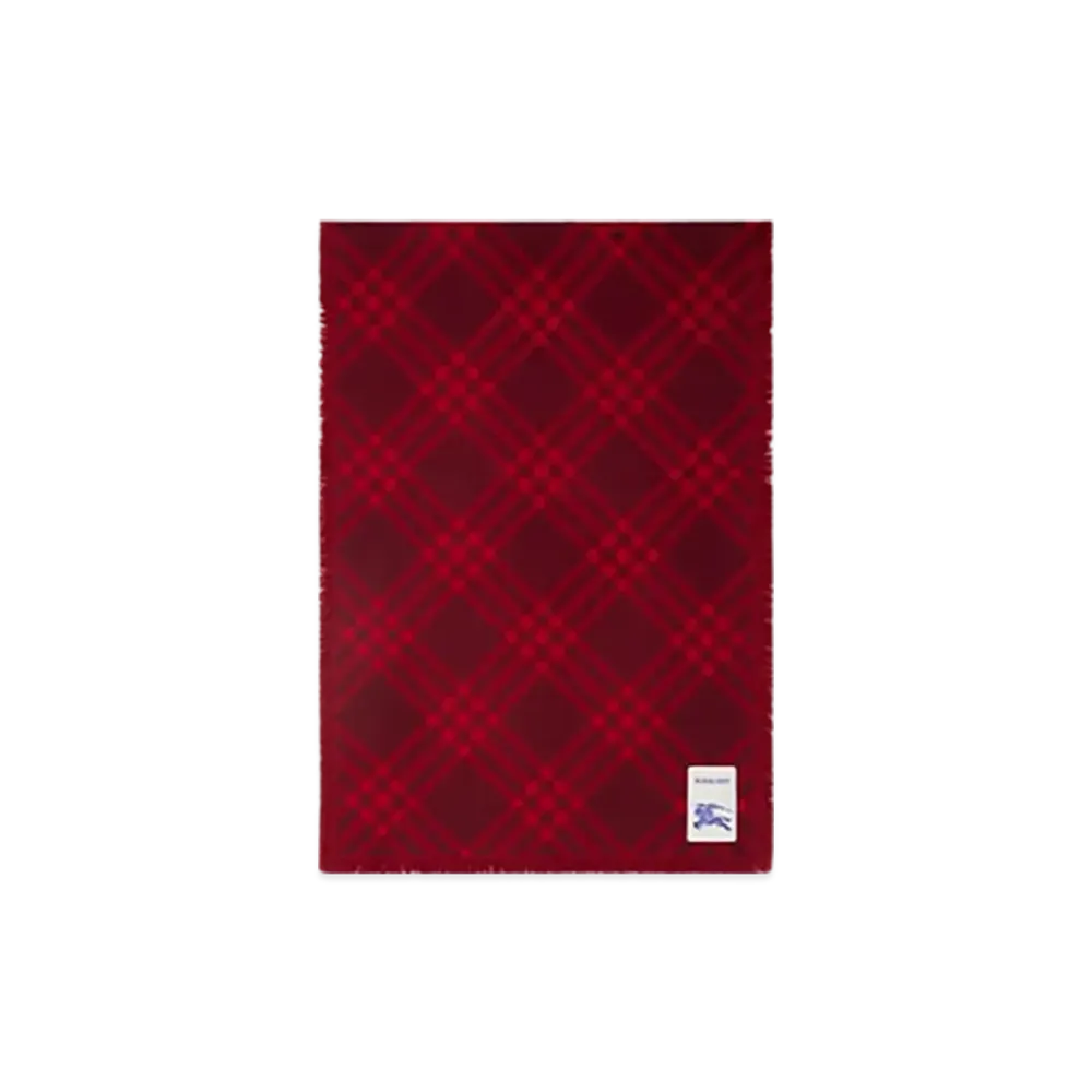 Burberry Wide Check Wool Silk Scarf "Oxblood/Pillar"