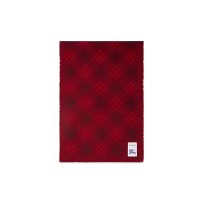 Burberry Wide Check Wool Silk Scarf "Oxblood/Pillar"
