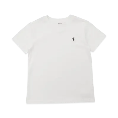 Polo Ralph Lauren Kids Short Sleeve Cotton Jersey Crewneck T-Shirt "White"