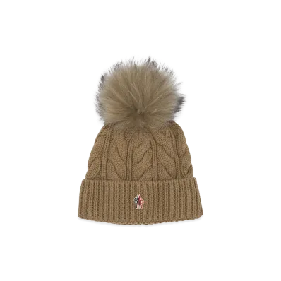 MONCLER Women's Wool Blend Beanie "Beige"