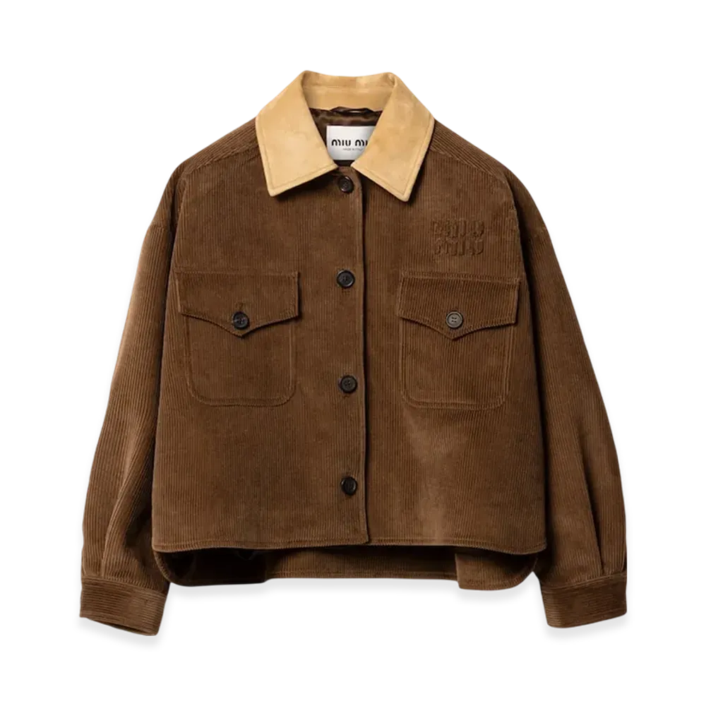 MIU MIU Women's Velvet Blouson Jacket "Cocoa Brown"