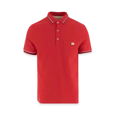 Valentino Cotton Pique Polo Shirt With Vlogo Patch "Red"