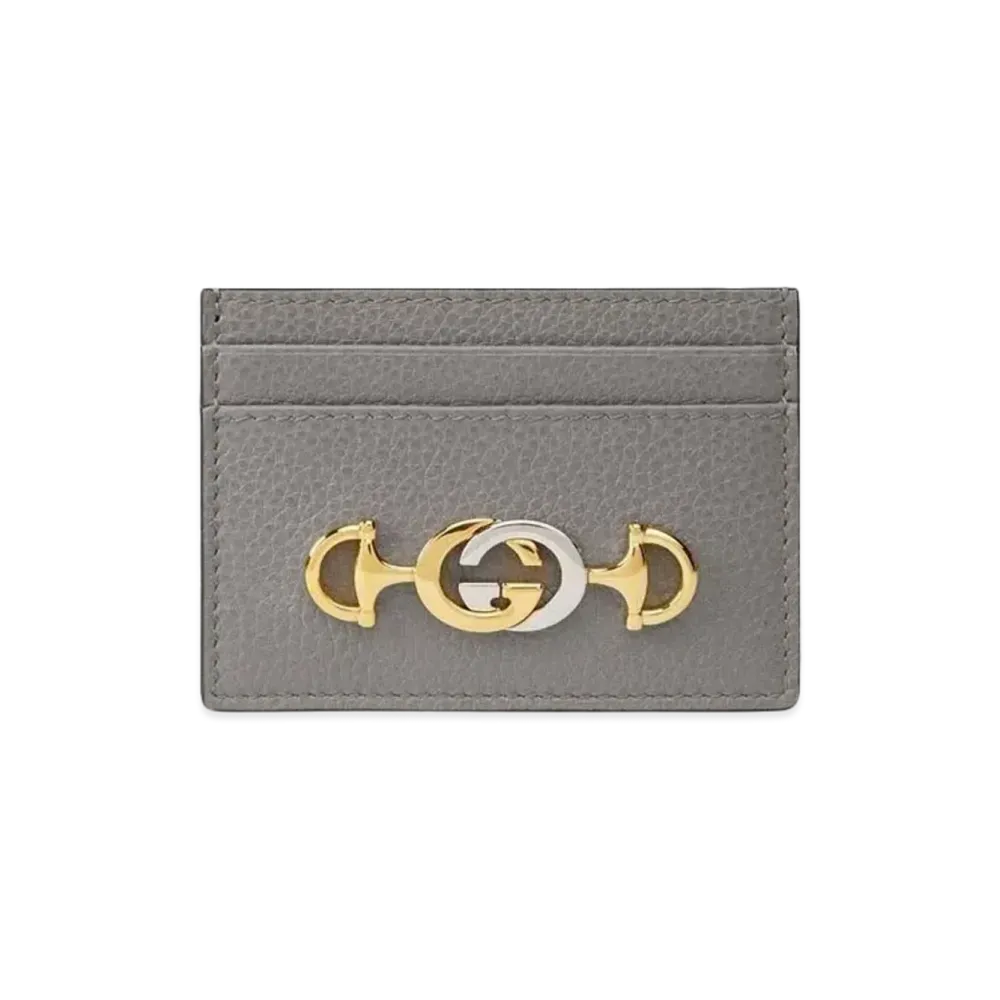 GUCCI Zumi Card Case "Dusty Grey Grainy"
