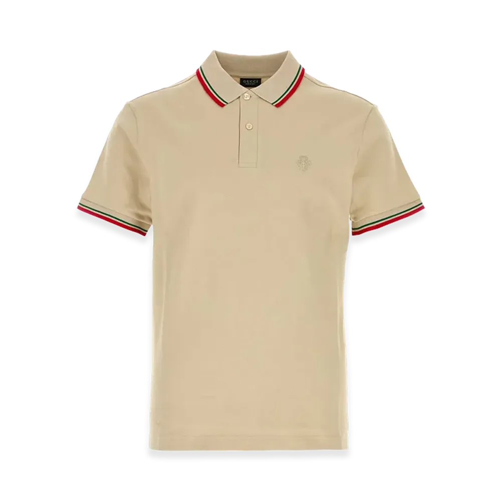 GUCCI Stretch Piquet Polo Shirt "Beige"