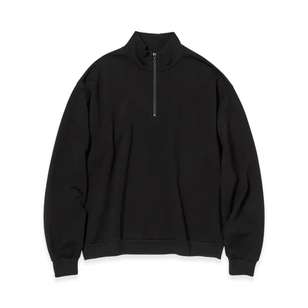 AURALEE Light Wool Sweat Half Zip P/O "Black"