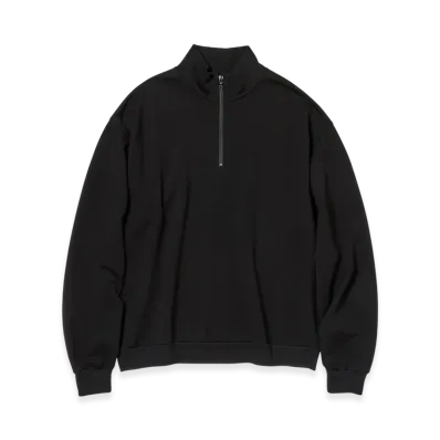 AURALEE Light Wool Sweat Half Zip P/O "Black"