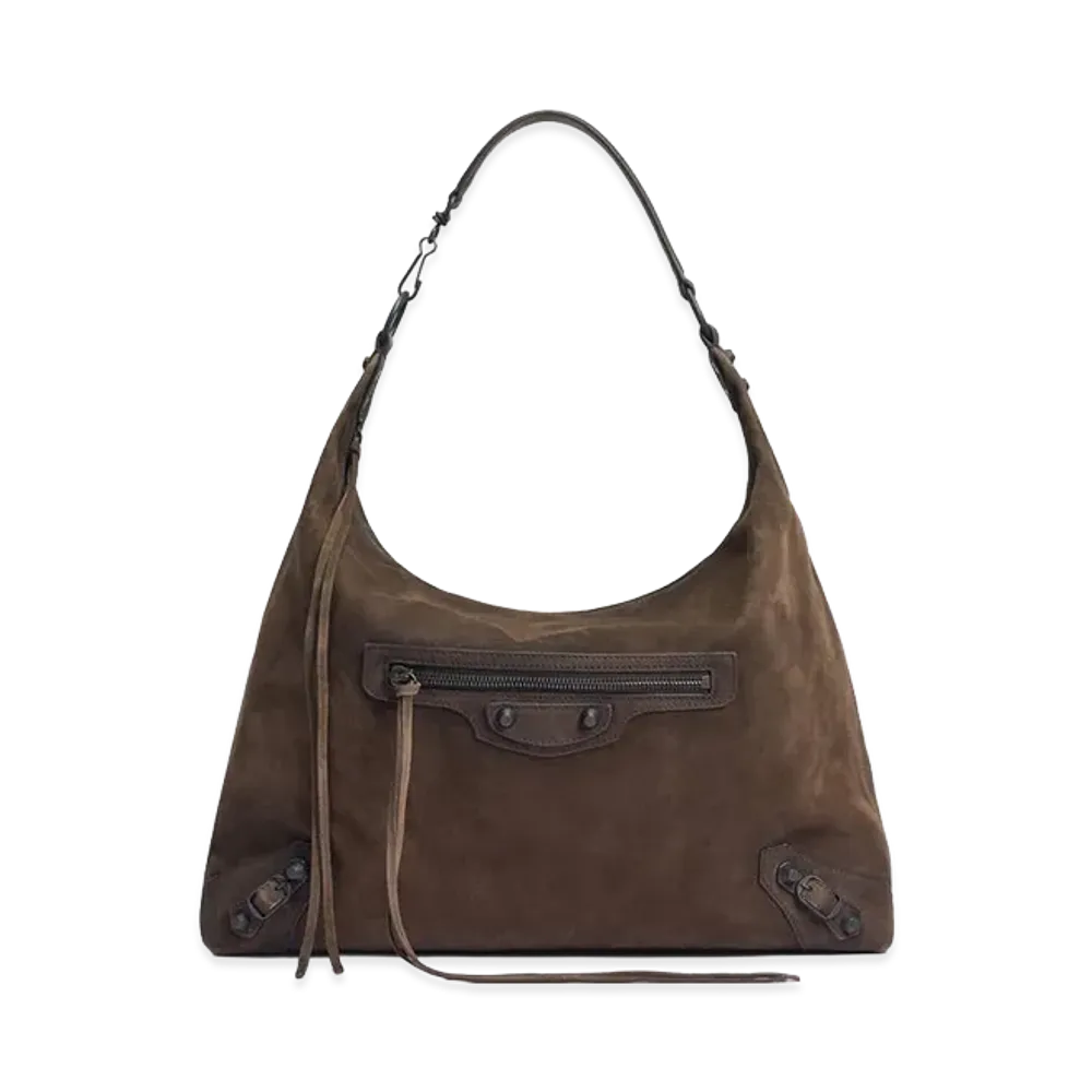 BALENCIAGA Women's Le City Hobo Bag Medium "Light Espresso"