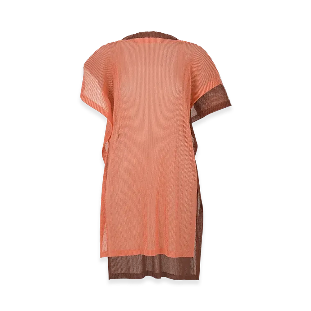 PLEATS PLEASE ISSEY MIYAKE Sheer Square "Coral/Terracotta"